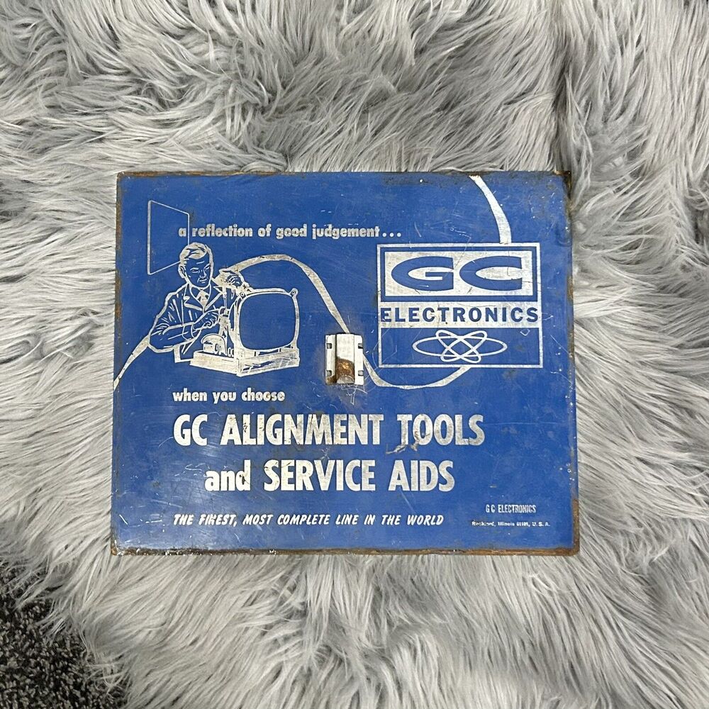 Vintage GC‎ Electronics Alignment Mirror Back Sign Television Repair Shop